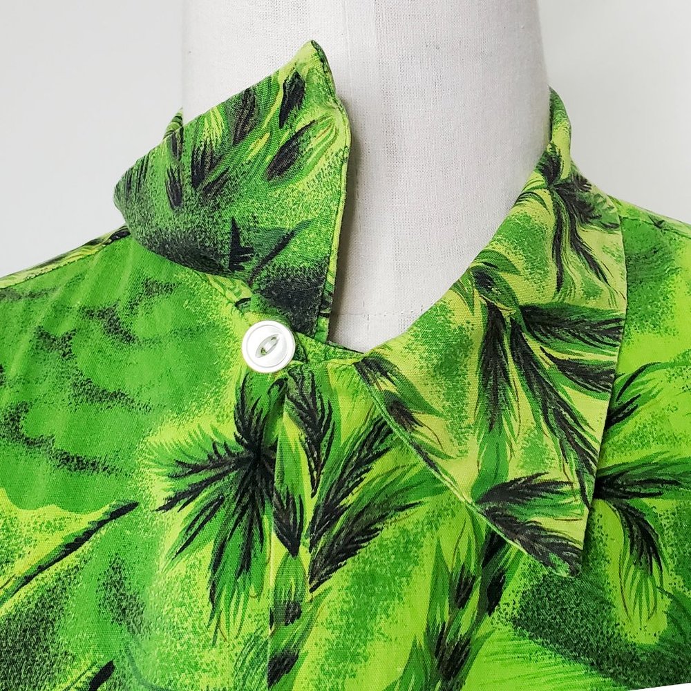 Vintage Princess Peggy Mens 1950s Hawaiian Hawaii Shirt Green L/XL - Picture 7 of 10